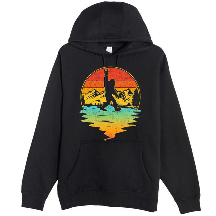Bigfoot Rock On Sasquatch Rock And Roll Funny Graphic Premium Pullover Hoodie