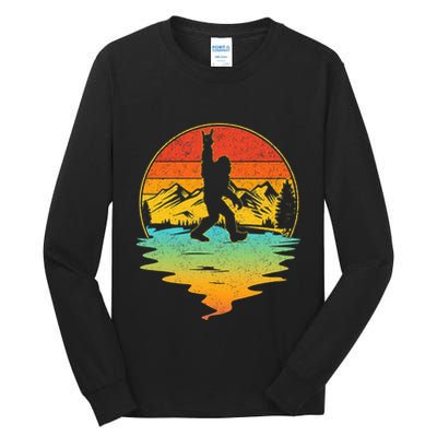 Bigfoot Rock On Sasquatch Rock And Roll Funny Graphic Tall Long Sleeve T-Shirt