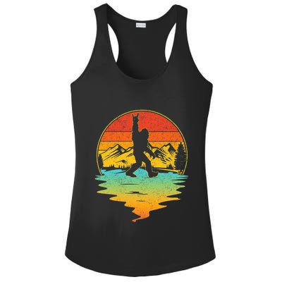 Bigfoot Rock On Sasquatch Rock And Roll Funny Graphic Ladies PosiCharge Competitor Racerback Tank