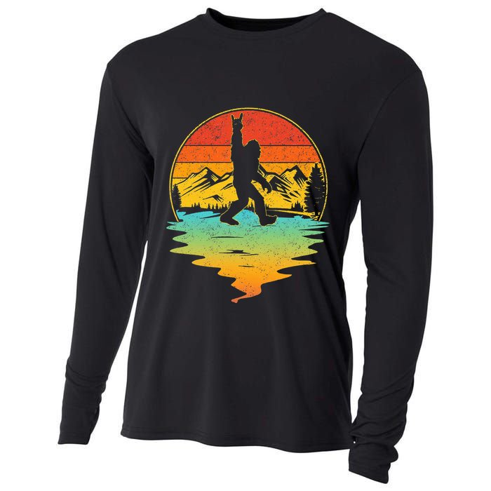 Bigfoot Rock On Sasquatch Rock And Roll Funny Graphic Cooling Performance Long Sleeve Crew