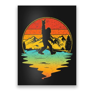 Bigfoot Rock On Sasquatch Rock And Roll Funny Graphic Poster