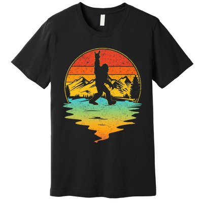 Bigfoot Rock On Sasquatch Rock And Roll Funny Graphic Premium T-Shirt