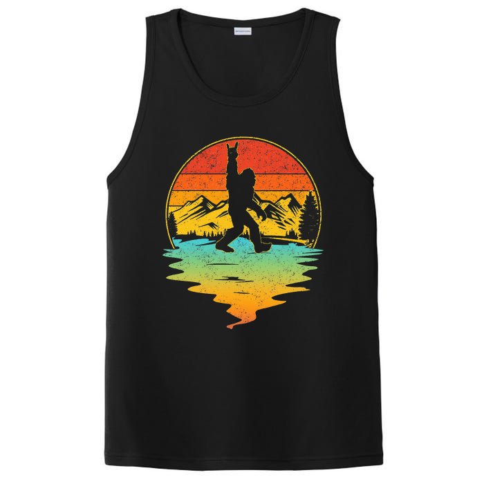 Bigfoot Rock On Sasquatch Rock And Roll Funny Graphic PosiCharge Competitor Tank