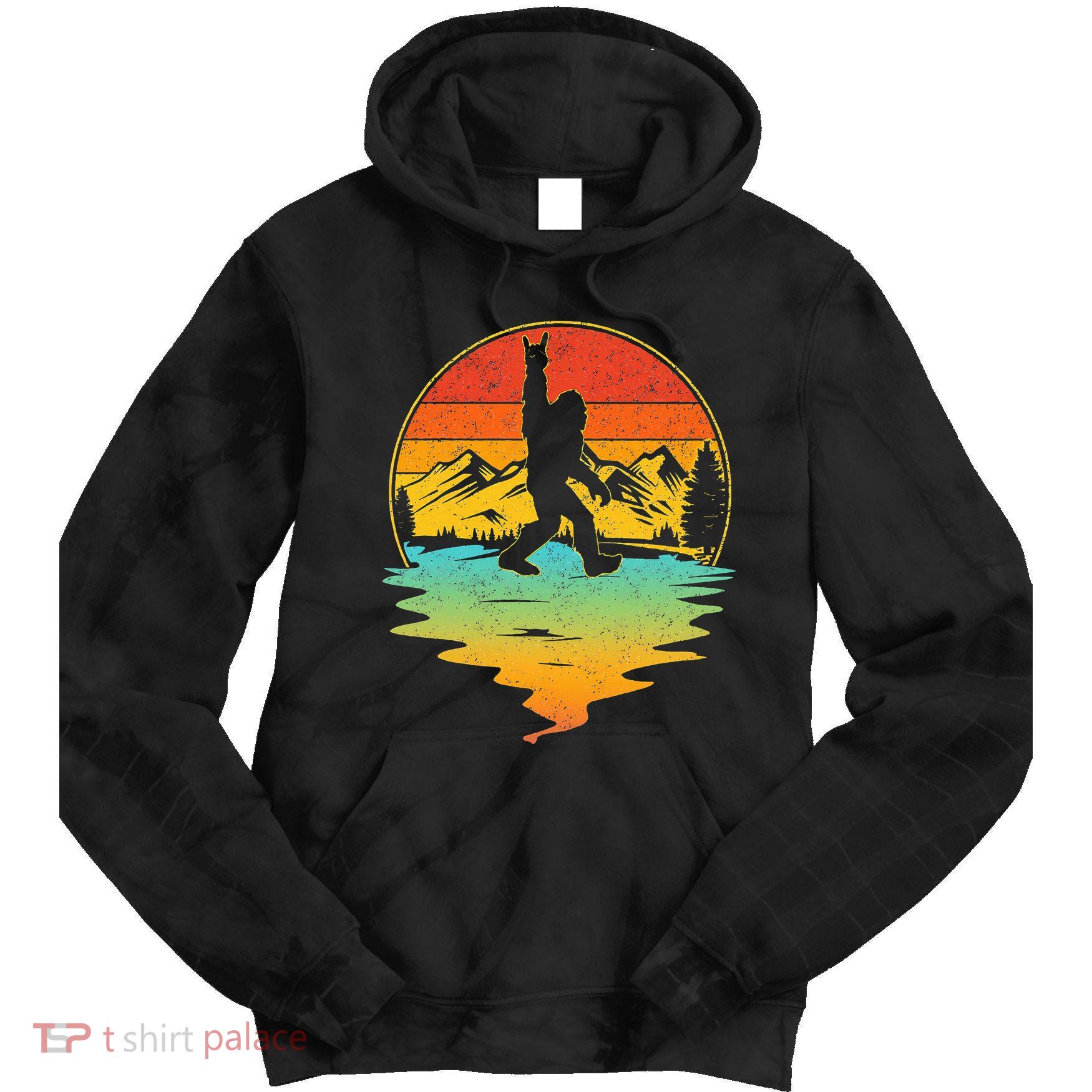 Bigfoot Rock On Sasquatch Rock And Roll Funny Graphic Tie Dye Hoodie