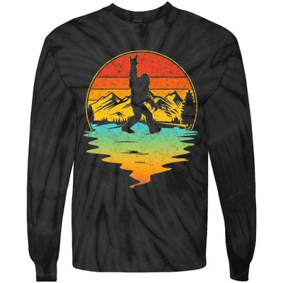 Bigfoot Rock On Sasquatch Rock And Roll Funny Graphic Tie-Dye Long Sleeve Shirt