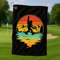 Bigfoot Rock On Sasquatch Rock And Roll Funny Graphic Golf Towel