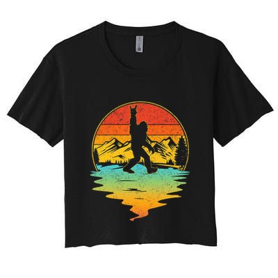 Bigfoot Rock On Sasquatch Rock And Roll Funny Graphic Crop Top