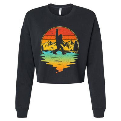 Bigfoot Rock On Sasquatch Rock And Roll Funny Graphic Cropped Pullover Crew