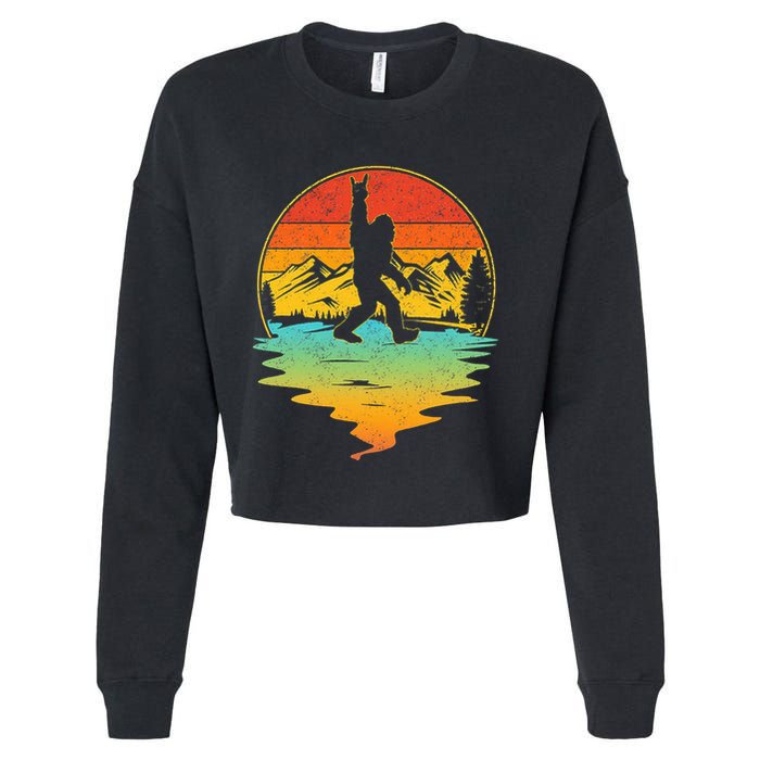 Bigfoot Rock On Sasquatch Rock And Roll Funny Graphic Cropped Pullover Crew