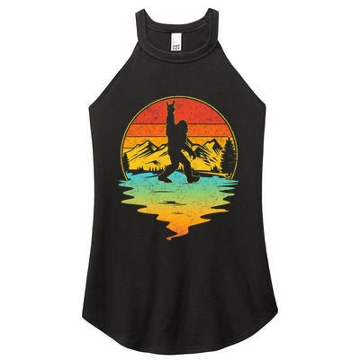 Bigfoot Rock On Sasquatch Rock And Roll Funny Graphic Women's Perfect Tri Rocker Tank