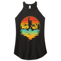 Bigfoot Rock On Sasquatch Rock And Roll Funny Graphic Women's Perfect Tri Rocker Tank