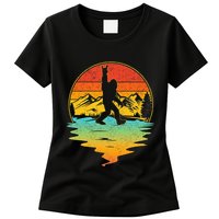 Bigfoot Rock On Sasquatch Rock And Roll Funny Graphic Womens T-Shirt