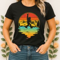 Bigfoot Rock On Sasquatch Rock And Roll Funny Graphic Womens T-Shirt
