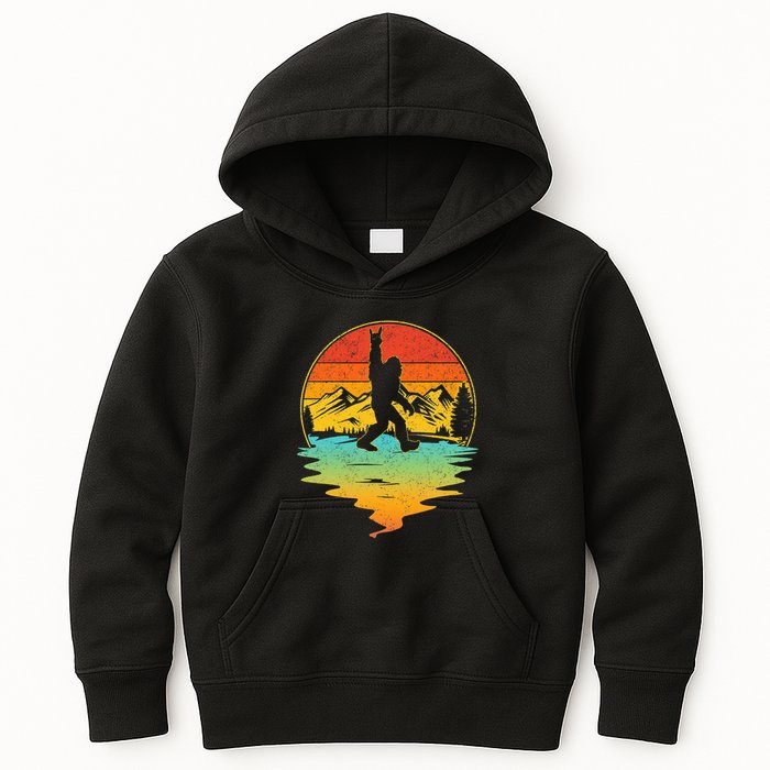 Bigfoot Rock On Sasquatch Rock And Roll Funny Graphic Kids Hoodie