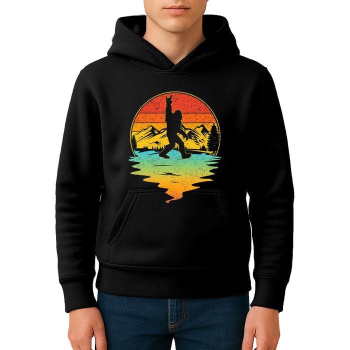 Bigfoot Rock On Sasquatch Rock And Roll Funny Graphic Kids Hoodie