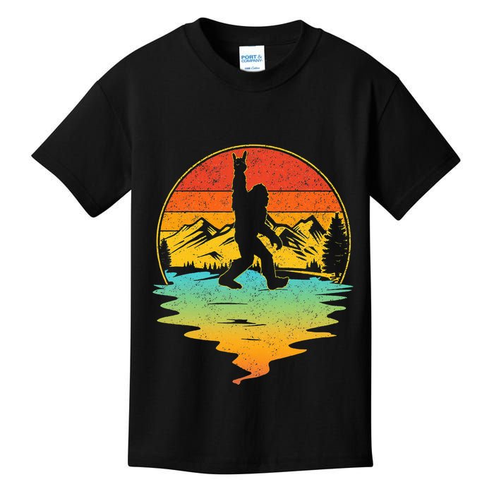 Bigfoot Rock On Sasquatch Rock And Roll Funny Graphic Kids T-Shirt