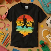 Bigfoot Rock On Sasquatch Rock And Roll Funny Graphic Kids T-Shirt