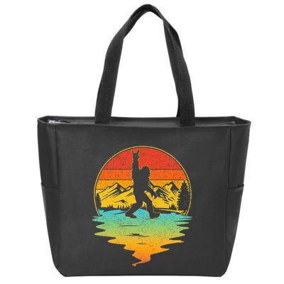 Bigfoot Rock On Sasquatch Rock And Roll Funny Graphic Zip Tote Bag