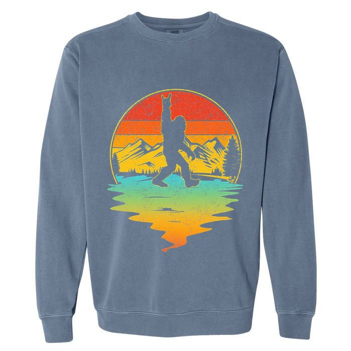 Bigfoot Rock On Sasquatch Rock And Roll Funny Graphic Garment-Dyed Sweatshirt