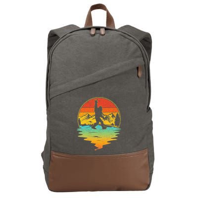 Bigfoot Rock On Sasquatch Rock And Roll Funny Graphic Cotton Canvas Backpack