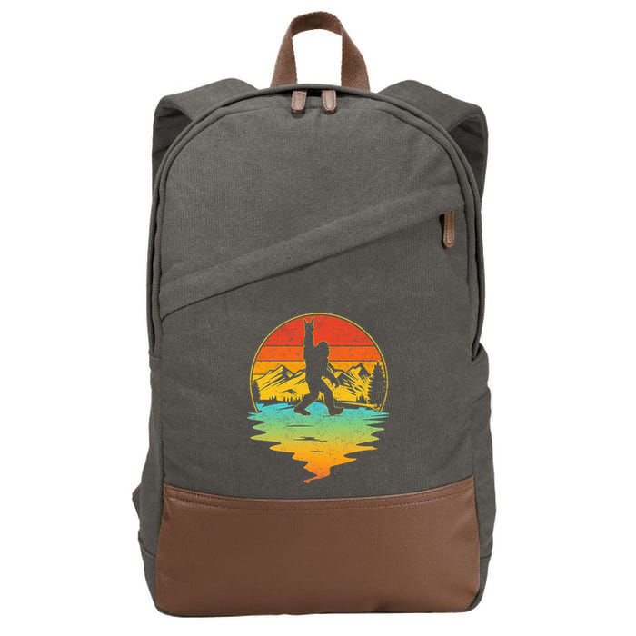 Bigfoot Rock On Sasquatch Rock And Roll Funny Graphic Cotton Canvas Backpack