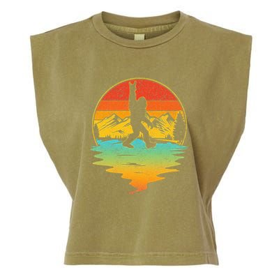 Bigfoot Rock On Sasquatch Rock And Roll Funny Graphic Garment-Dyed Women's Muscle Tee