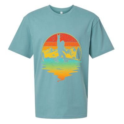 Bigfoot Rock On Sasquatch Rock And Roll Funny Graphic Sueded Cloud Jersey T-Shirt