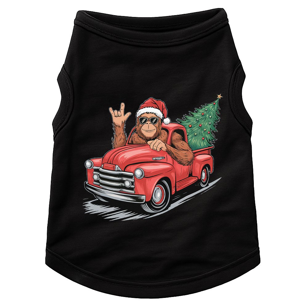 Bigfoot Rock On Christmas Tree Light Driving Truck Doggie Tank