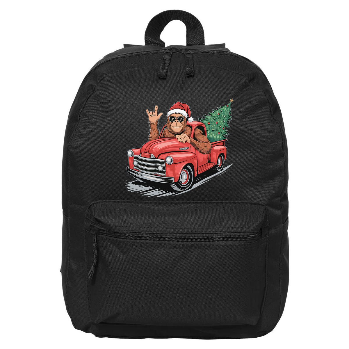 Bigfoot Rock On Christmas Tree Light Driving Truck 16 in Basic Backpack