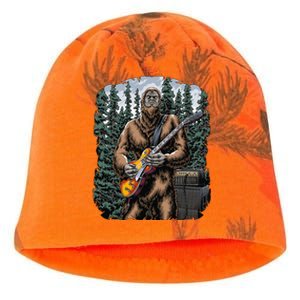 Bigfoot Rockin Out With His Guitar Out Forest Jamming Kati - Camo Knit Beanie