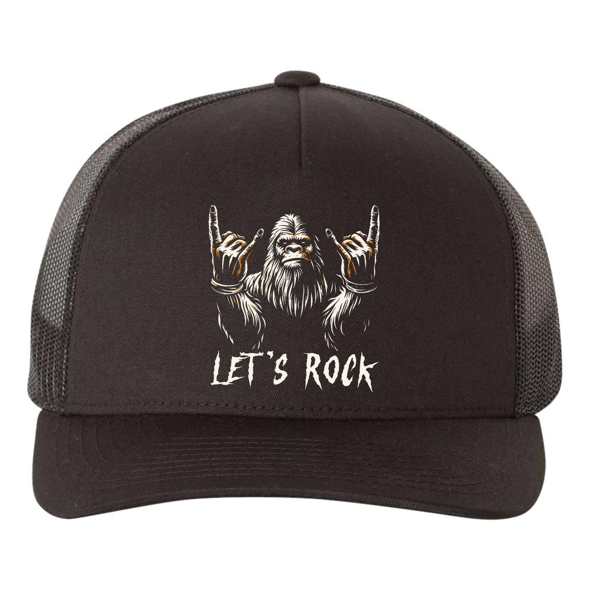 Bigfoot Rock On Funny Sasquatch Rock And Roll LetS Rock Yupoong Adult 5-Panel Trucker Hat