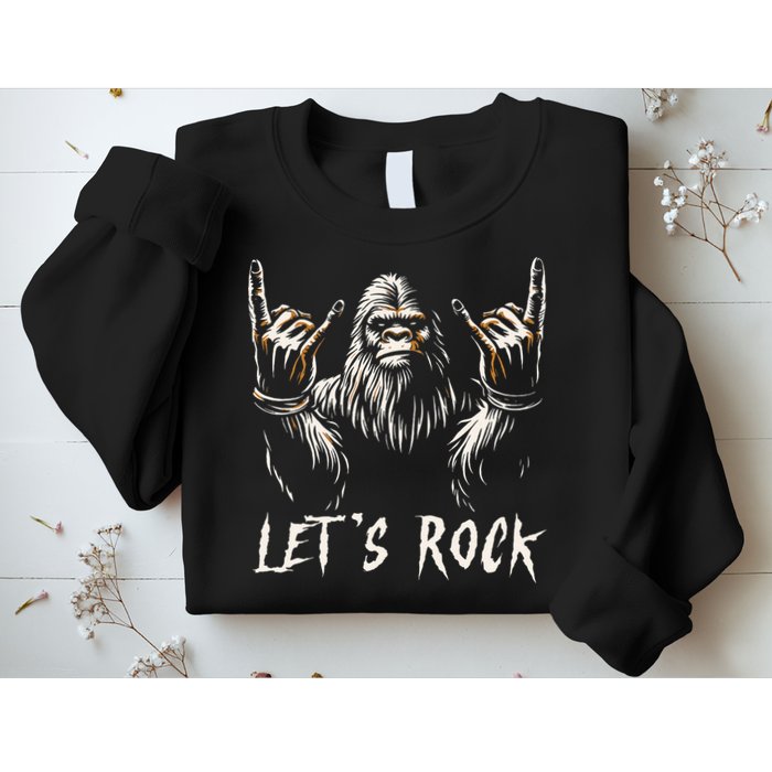Bigfoot Rock On Funny Sasquatch Rock And Roll LetS Rock Sweatshirt