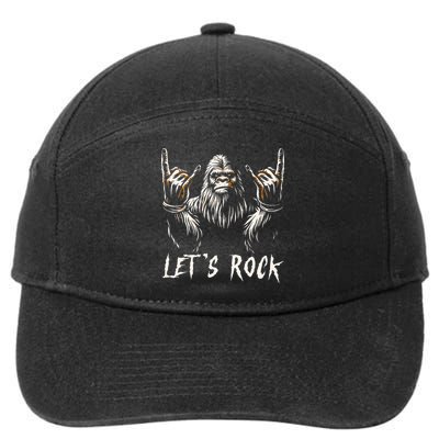 Bigfoot Rock On Funny Sasquatch Rock And Roll LetS Rock 7-Panel Snapback Hat