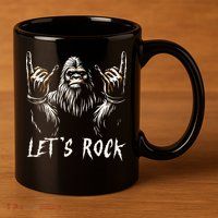 Bigfoot Rock On Funny Sasquatch Rock And Roll LetS Rock 11oz C Handle Ceramic Mug