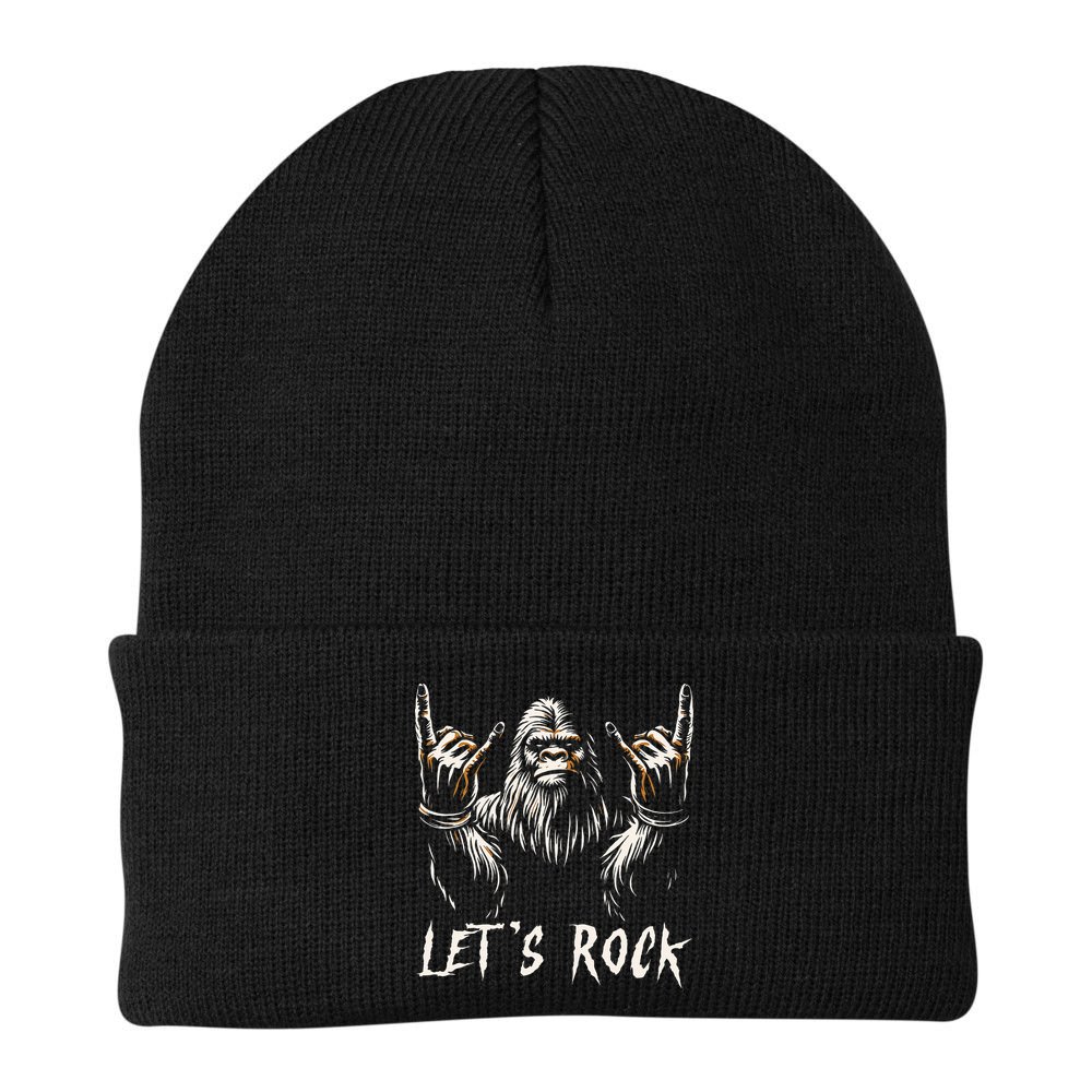 Bigfoot Rock On Funny Sasquatch Rock And Roll LetS Rock Beanie