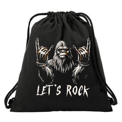 Bigfoot Rock On Funny Sasquatch Rock And Roll LetS Rock Drawstring Bag