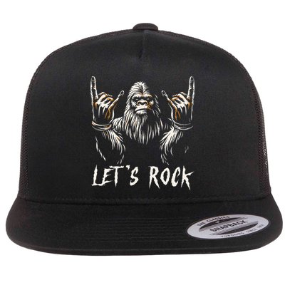 Bigfoot Rock On Funny Sasquatch Rock And Roll LetS Rock Flatbill Hat
