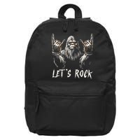 Bigfoot Rock On Funny Sasquatch Rock And Roll LetS Rock 16 in Basic Backpack