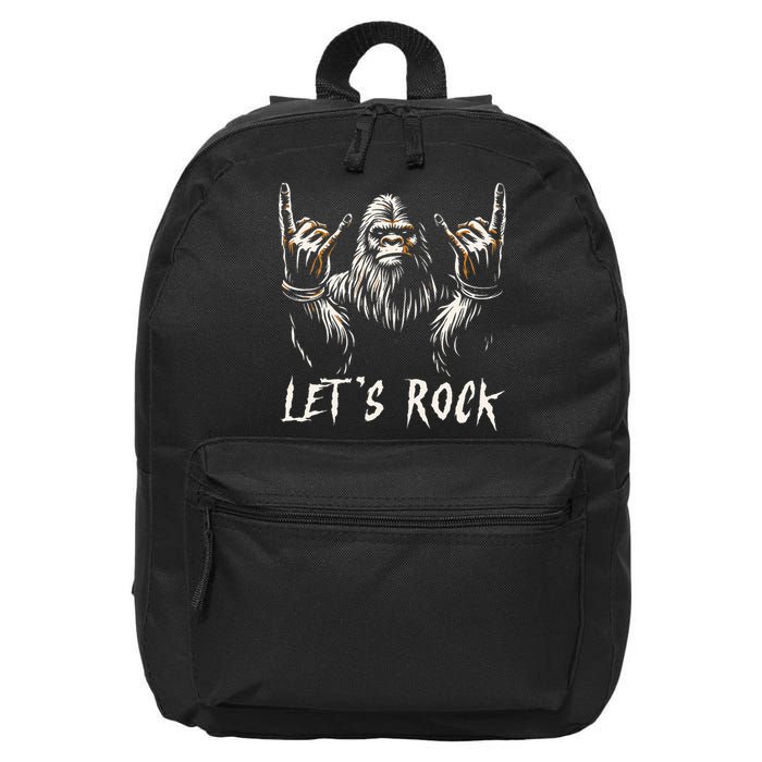Bigfoot Rock On Funny Sasquatch Rock And Roll LetS Rock 16 in Basic Backpack