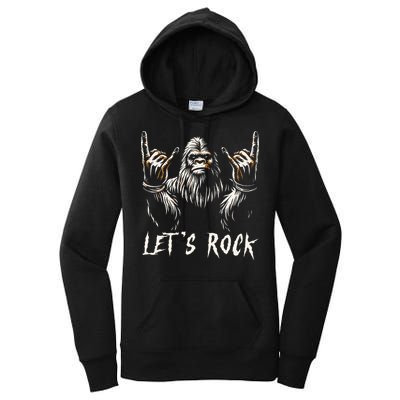 Bigfoot Rock On Funny Sasquatch Rock And Roll LetS Rock Women's Pullover Hoodie