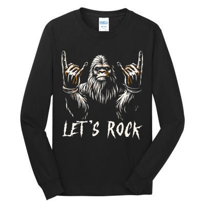 Bigfoot Rock On Funny Sasquatch Rock And Roll LetS Rock Tall Long Sleeve T-Shirt