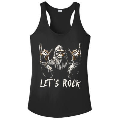 Bigfoot Rock On Funny Sasquatch Rock And Roll LetS Rock Ladies PosiCharge Competitor Racerback Tank