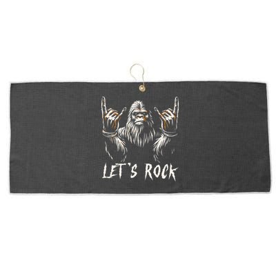 Bigfoot Rock On Funny Sasquatch Rock And Roll LetS Rock Large Microfiber Waffle Golf Towel