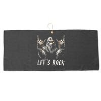 Bigfoot Rock On Funny Sasquatch Rock And Roll LetS Rock Large Microfiber Waffle Golf Towel