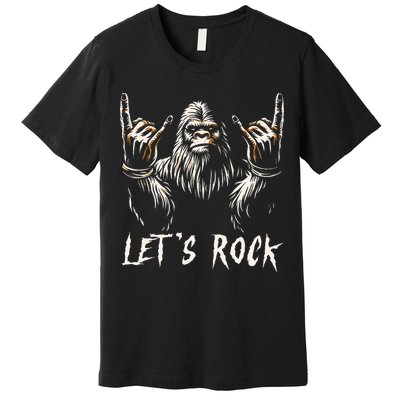 Bigfoot Rock On Funny Sasquatch Rock And Roll LetS Rock Premium T-Shirt