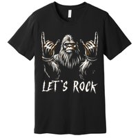 Bigfoot Rock On Funny Sasquatch Rock And Roll LetS Rock Premium T-Shirt
