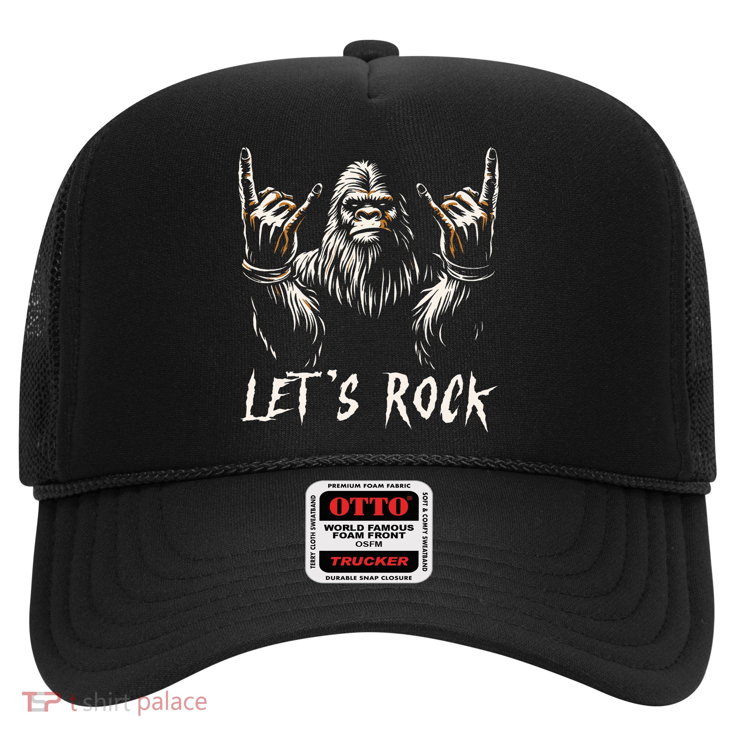 Bigfoot Rock On Funny Sasquatch Rock And Roll LetS Rock Trucker Hat