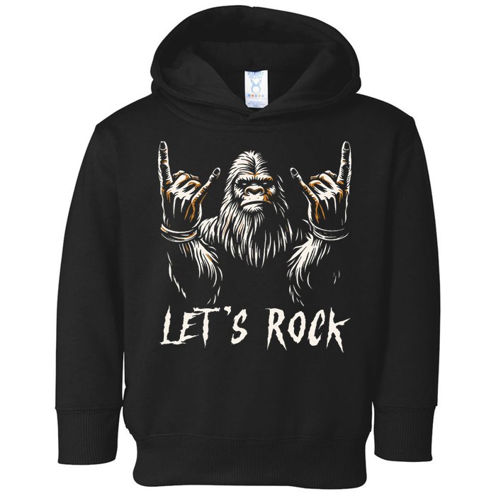 Bigfoot Rock On Funny Sasquatch Rock And Roll LetS Rock Toddler Hoodie