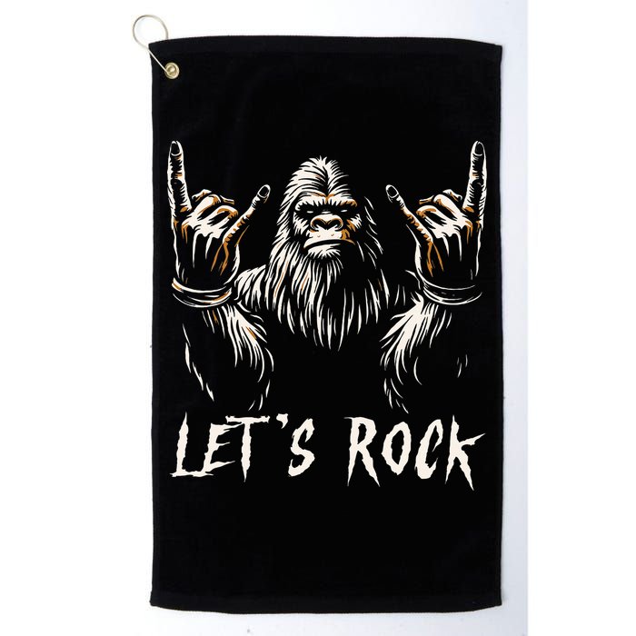 Bigfoot Rock On Funny Sasquatch Rock And Roll LetS Rock Golf Towel