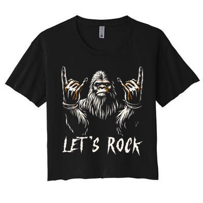 Bigfoot Rock On Funny Sasquatch Rock And Roll LetS Rock Crop Top